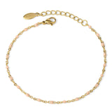 Pink beaded chain 18k gold plated bracelet