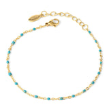 Turquoise beaded chain 18k gold plated bracelet