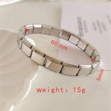 18k gold plated titanium elastic stretch bracelet Silver