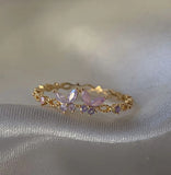 Mermaid's Garden Ring (3) 18k white gold plated (adjustable size)