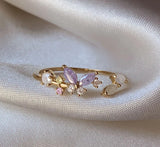 Mermaid's Garden Ring (4) 18k white gold plated (adjustable size)