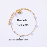 White pearl charm 18k gold plated bracelet