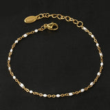 white beaded chain 18k gold plated bracelet