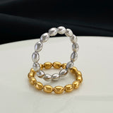 Gold Plated Bead style Stainless Steel Ring Golden