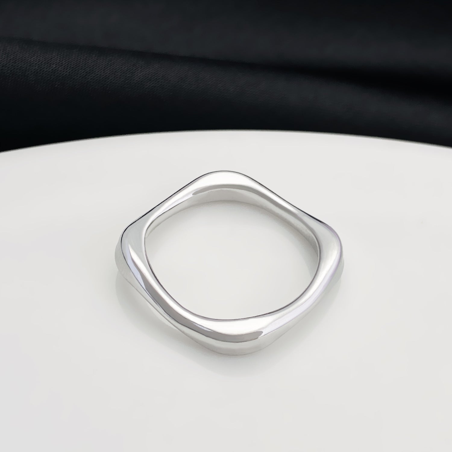 Gold Plated Solid Color Stainless Steel Ring Silver