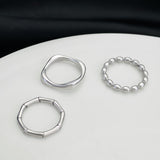 Gold Plated Solid Color Stainless Steel Ring Silver