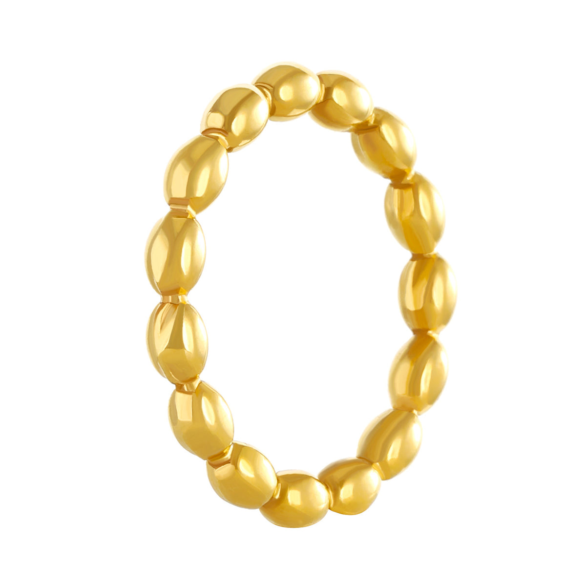 Gold Plated Bead style Stainless Steel Ring Golden
