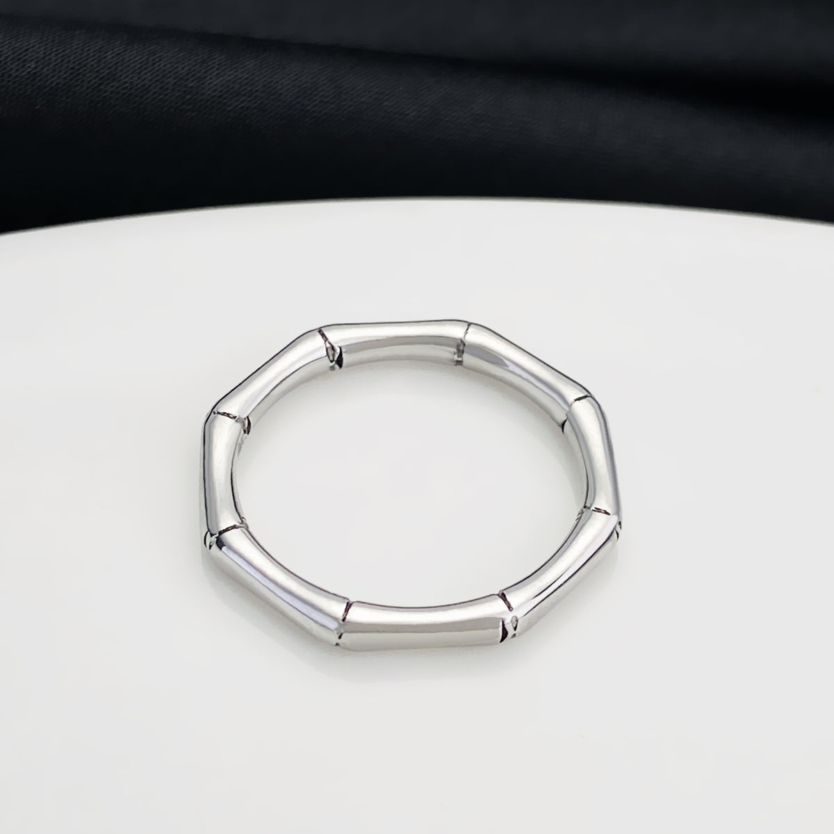 Minimalist Bamboo inspired segmented ring Silver