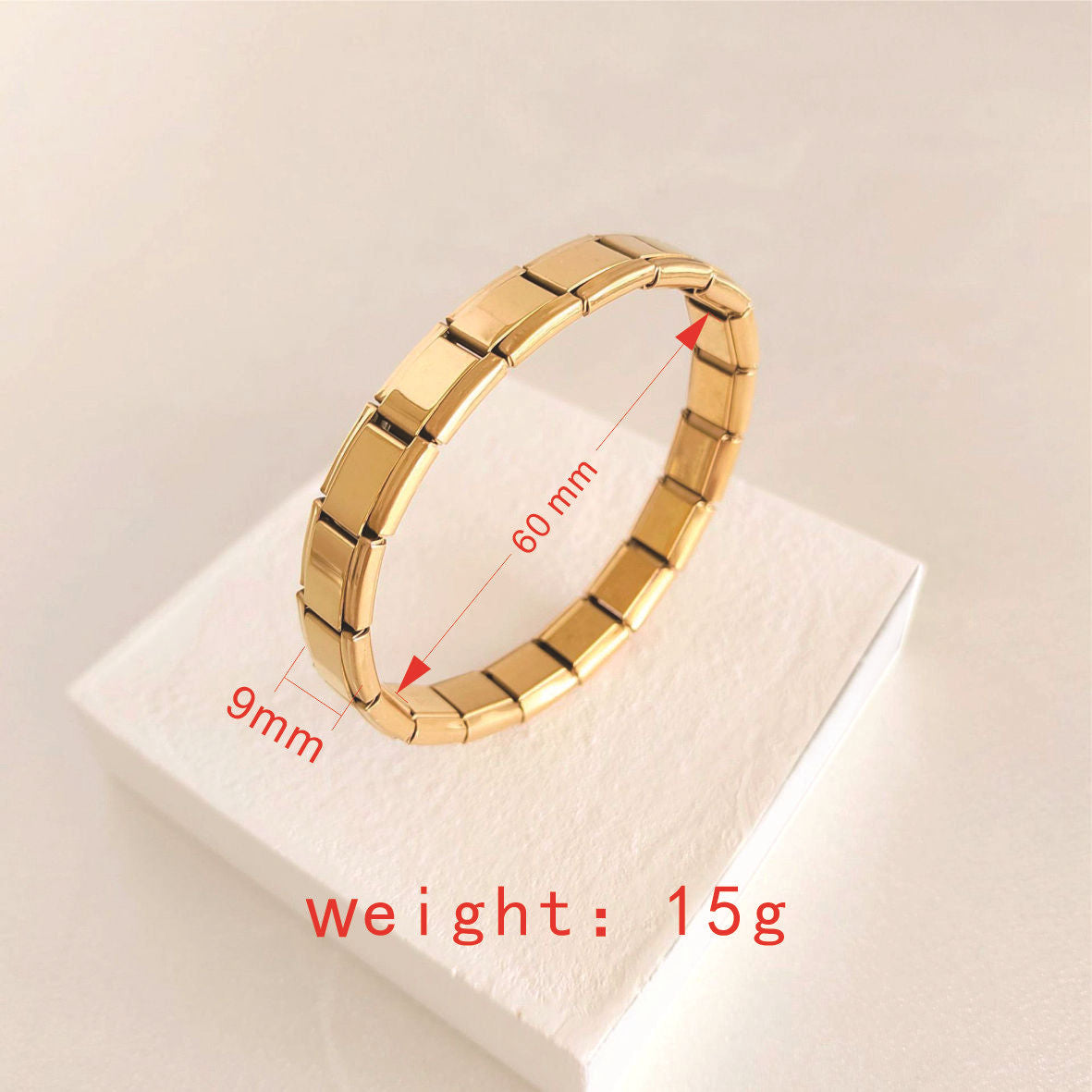 18k gold plated titanium elastic stretch bracelet Golden