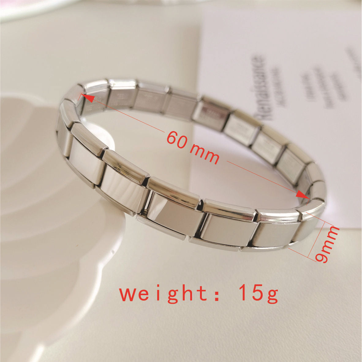 18k gold plated titanium elastic stretch bracelet Silver