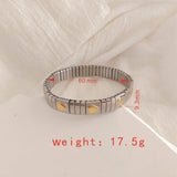 Two-toned 18k gold plated titanium elastic stretch bracelet adorned with heart pattern