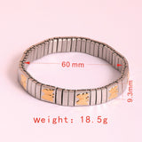 Two-toned 18k gold plated titanium elastic stretch bracelet adorned with butterfly pattern