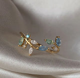 Mermaid's Garden  Ring  (1) 18k white gold plated (adjustable size)