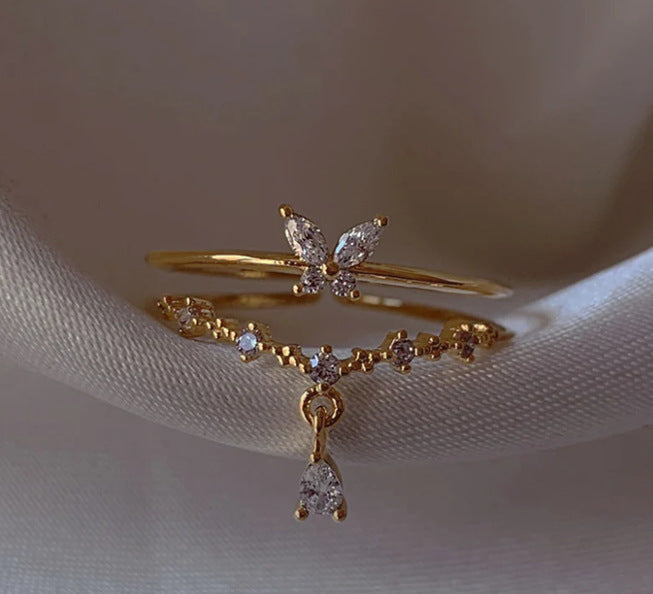 Mermaid's Garden  Ring  (7) 18k white gold plated (adjustable size)