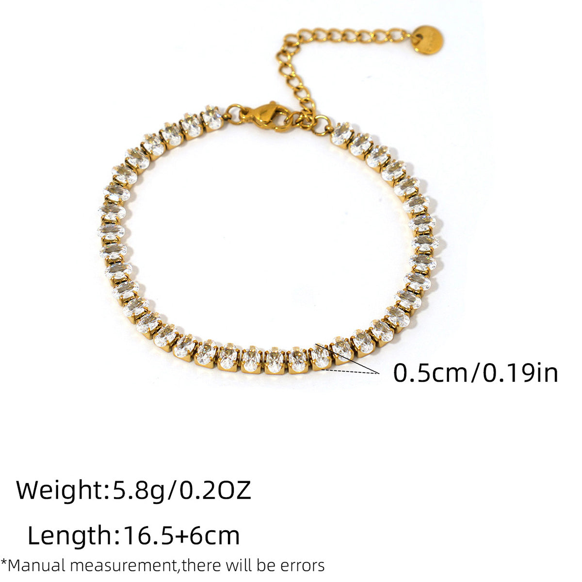 Oval tenniss spark 18k gold plated bracelet with marquise-cut design