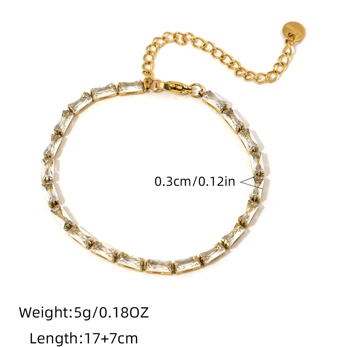 Crystal Candy 18k gold plated bracelet with baguette-cut cubic zirconiatennis design