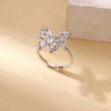 Butterfly zircon embellished  Ring 18k white gold plated (adjustable size)