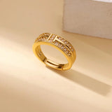 Multi layered chunky zircon embellished  Ring 18k white gold plated (adjustable size)