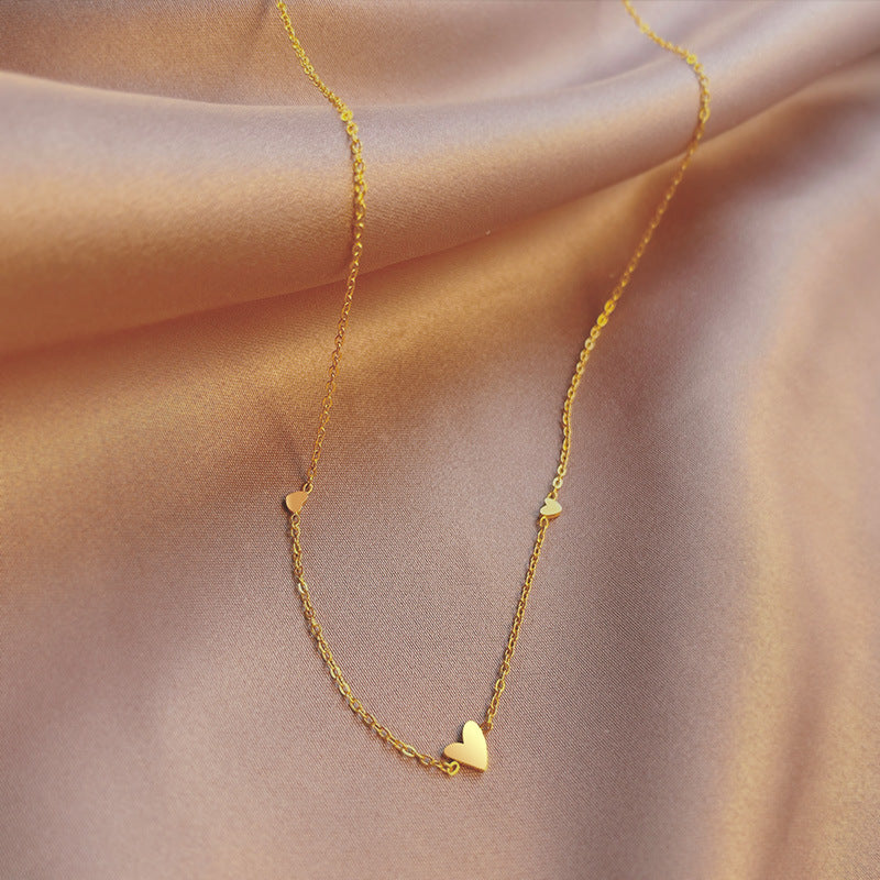 Mini 3 Heart Necklace Gold