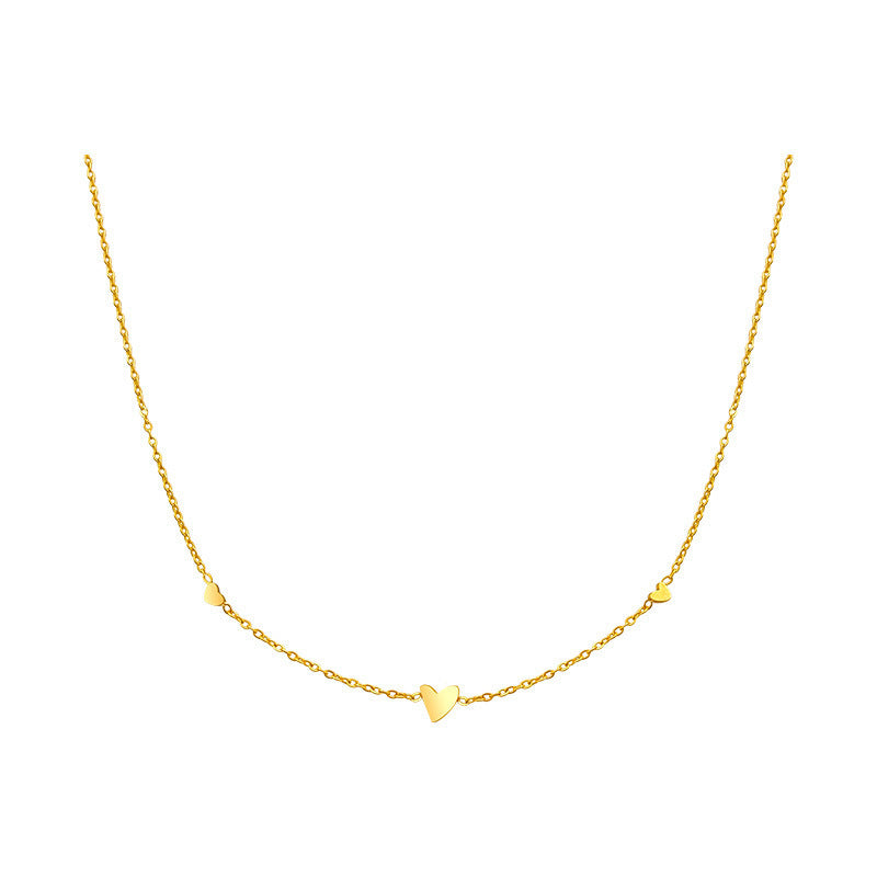 Mini 3 Heart Necklace Gold